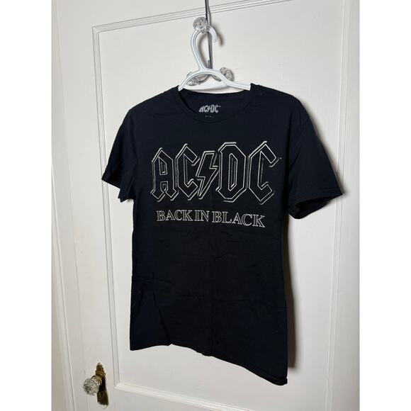 ACDC Black Back in Black Crewneck Graphic Short Sleeve Band T-shirt Small - Picture 4 of 4